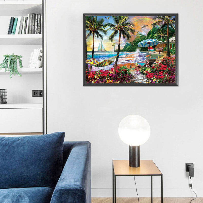 Coconut Tree By Sea Diamond Painting Kits Full Square Drill Home Wall Art Decor