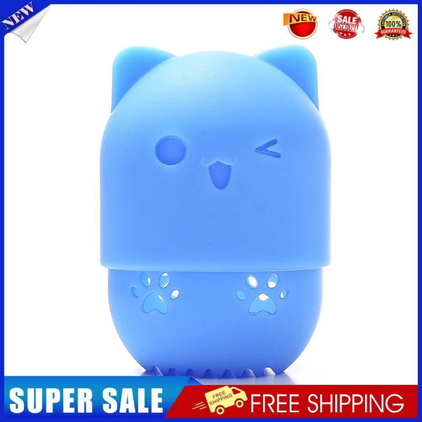 Silicone Beauty Sponge Storage Box Egg Stand Powder Puff Holder (Dark Blue)