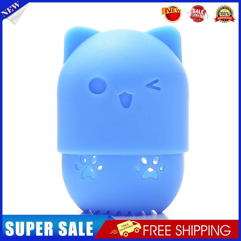 Silicone Beauty Sponge Storage Box Egg Stand Powder Puff Holder (Dark Blue)