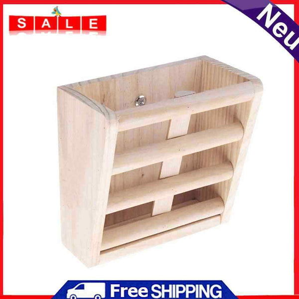 Pet Fixed Wood Grass Frame Small Animals Food Bowl Dispenser Pet Rack Container