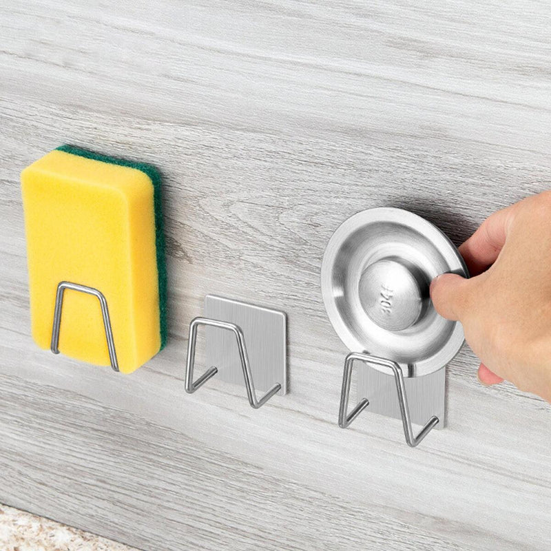 Steel Self Adhesive Sponges Holder Sink Caddy Accessories Kitchen Bat`
