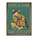 Flower Cat Cross Stitch Kit 11CT Stamped Full Embroidery Canvas Home Wall Dec