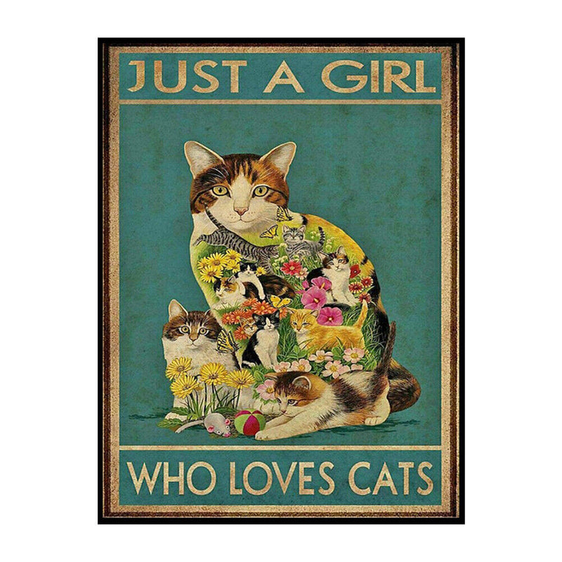 Flower Cat Cross Stitch Kit 11CT Stamped Full Embroidery Canvas Home Wall Dec