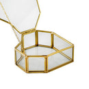 Hexagon Transparent Glass Jewelry Box Wedding Ring Earrings Holder (Heart)