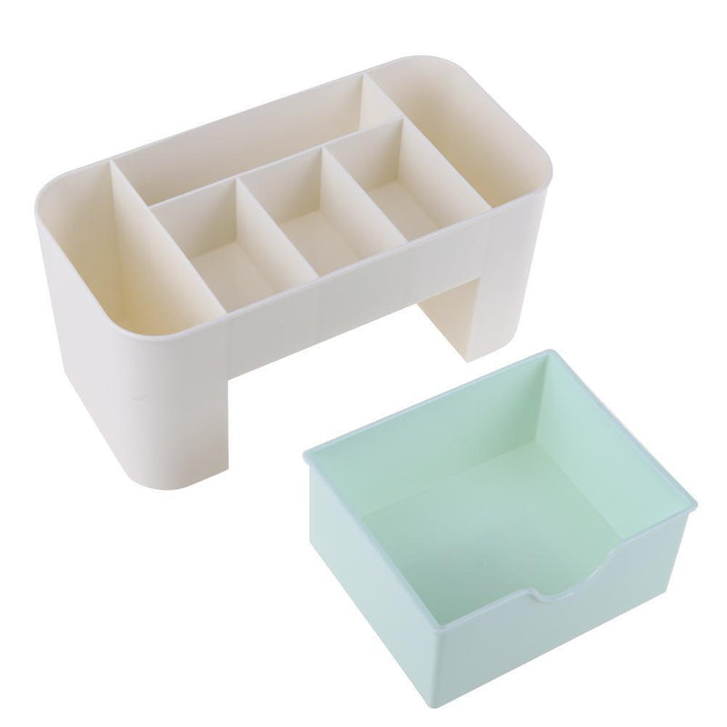 Desktop 6 Grid Makeup Organizer Storage Cosmetic Drawer Case(Light Green) Newly