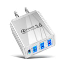 3 USB Fast Charger 3.1A PD Type-C Wall Power Adapter for Phone (White US)