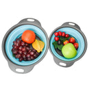 Round Folding Drain Basket Vegetable Fruits Storage Filter Basket (Both S L