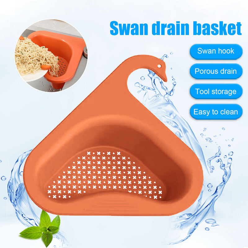 Sink Strainer Colander Drain Basket 1pc Hanging Shelf Rack with 2 Sponges Newly