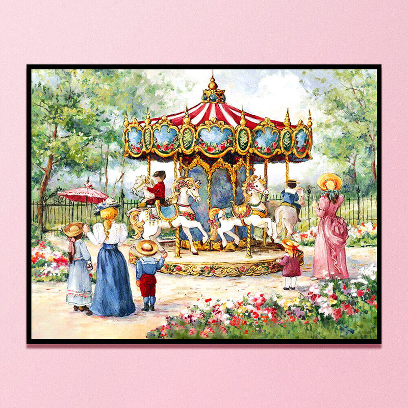 Full Embroidery Cross Stitch Set Needlework Kit 11CT Merry Go Round Artwork