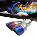 Car Dual Exhaust Tip Rolled Edge Slant Cut 3 inch ID Inlet (Burnt Blue) Newly