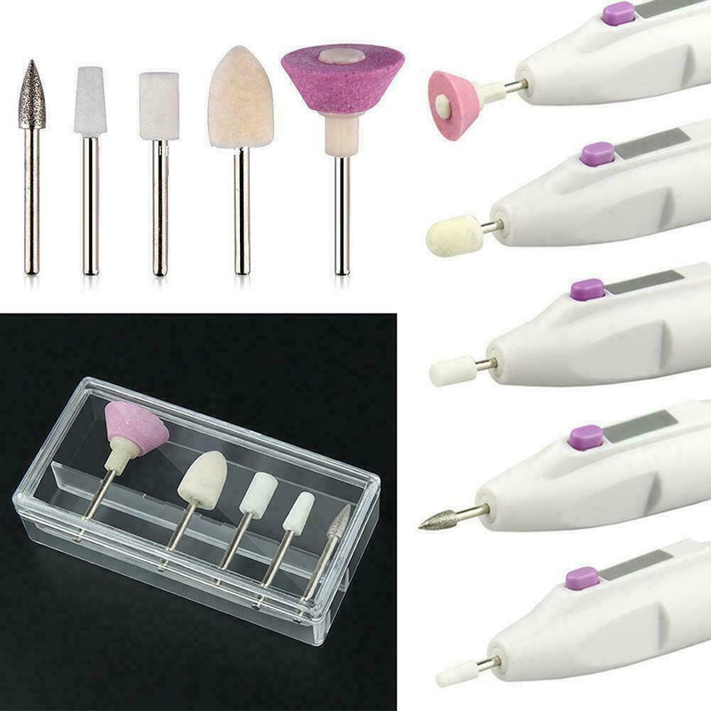 5pcs/set Nail Art Polishing Grinding Head Tools Nail Drill Bits P9I2 Ele S8B2