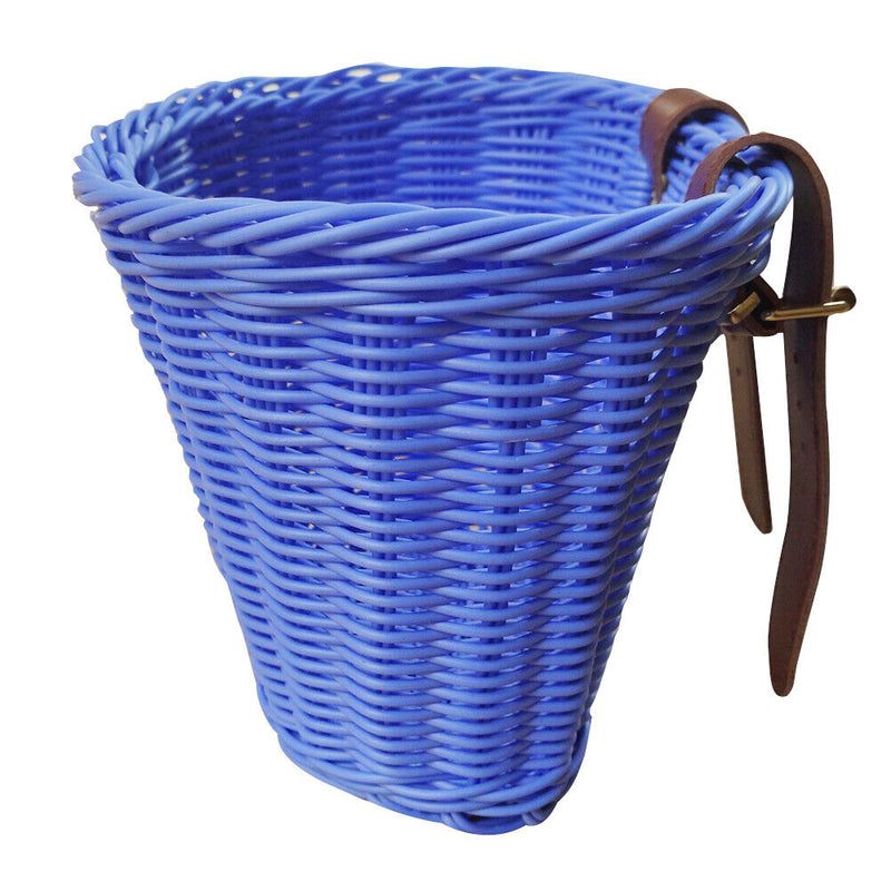 Kids Bike Basket Women Students Bicycle Rattan Weaving Front Basket (Blue) Newly