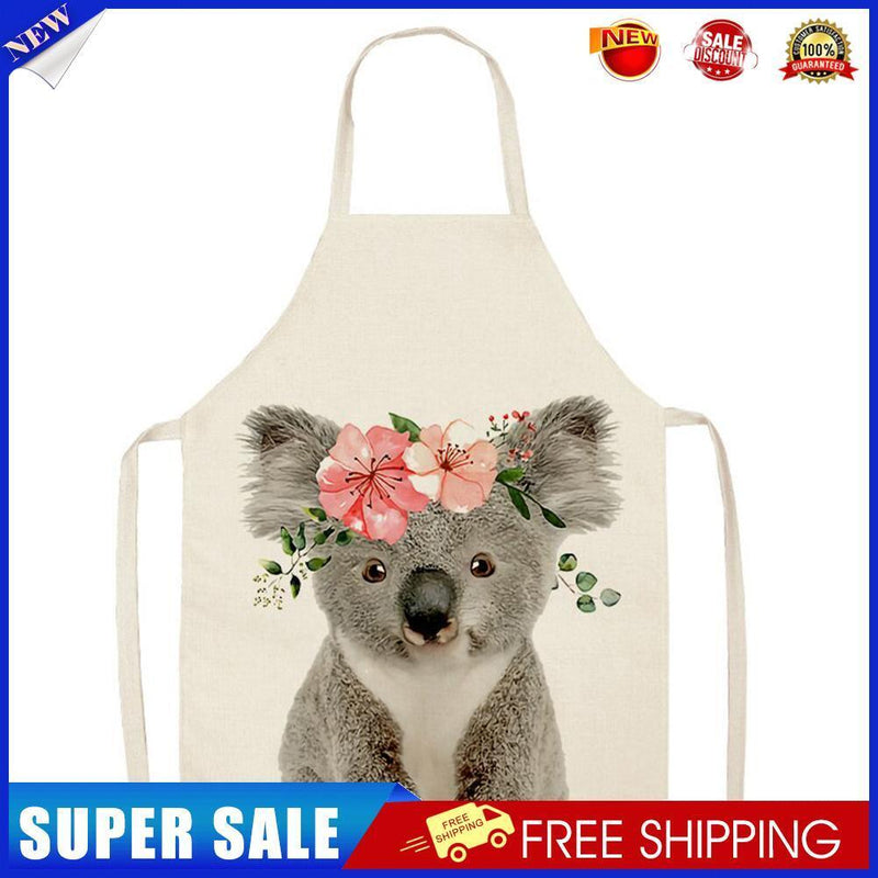Koala Bear Print Apron Linen Waterproof Cooking Bibs Pinafore (82x68cm)