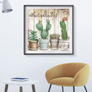 DIY Cute Cactus Mosaic Full Round Diamond Drawing Handmade Rhinestone Craft Gift