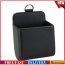 Car Storage Bag Air Vent Dashboard PU Organizer Box Phone Holder (Black)