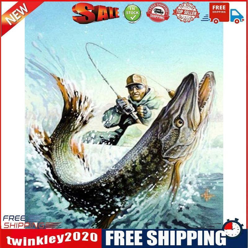 Frameless Oil Paint By Numbers Fishermen DIY Canvas Picture Craft Kits