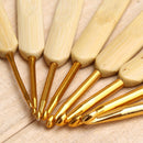 8pcs 8 sizes Bamboo handle Golden Aluminum Crochet Hooks Needles 2.5mm-6mm Newly