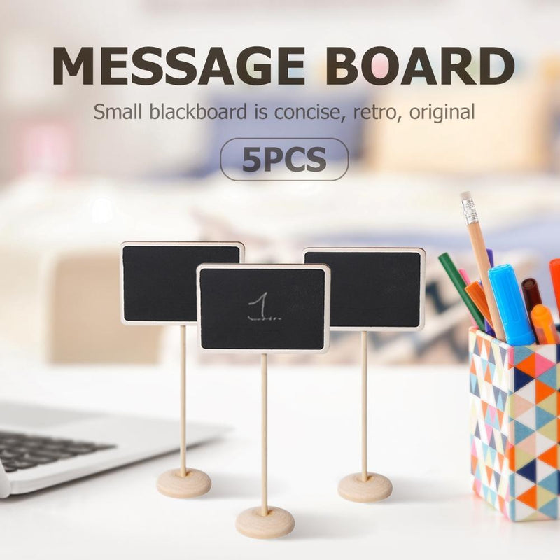 5x5pcs Mini Wooden Chalk Blackboard Signs Chalkboard Message Board (Square)