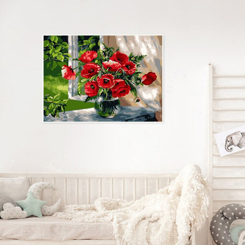 Oil Paint By Numbers Picture DIY Painting Flower Nature Painting Kit Tool