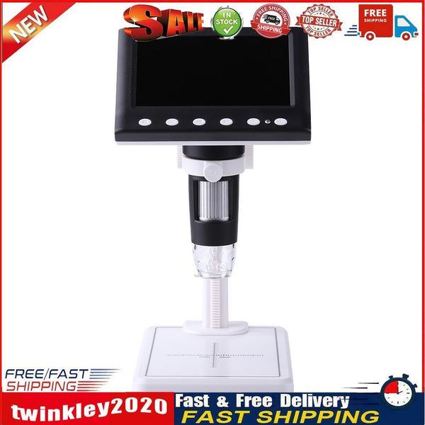 8 LED Digital Microscope Electronic LCD 1000X Magnifier w/ Bracket (White) Newly