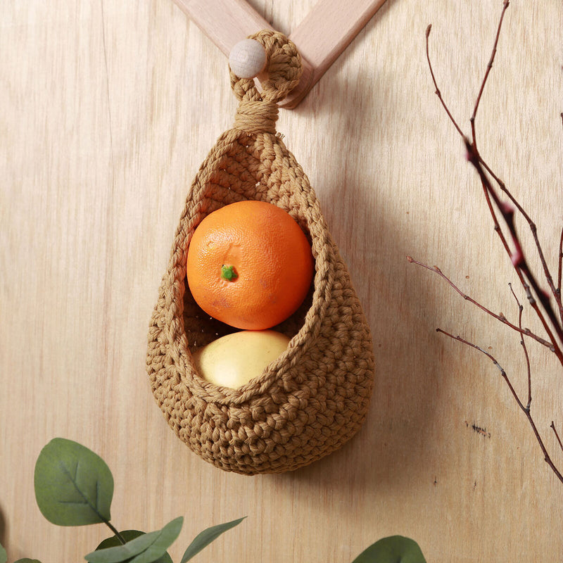 Hanging Basket Wall Planters Jute Teardrop Pot Holder for Fruits (20x19cm) Newly
