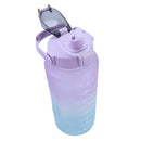 2000ml Water Bottle with Time Marker for Outdoor Sports Drink Cup (Purple) Newly