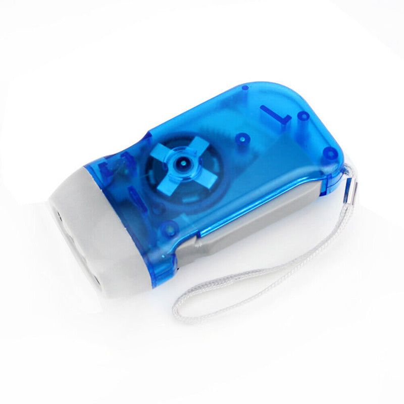 LED Hand Pressing Dynamo Flashlight Lamp Portable Hand Crank Torch (Blue) Newly