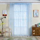 Pastoral Style Willow Floral Window Curtain Bedroom Living Room Decor(Blue)
