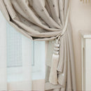2pcs 100x130cm Full Blackout Shading Stars Curtains Hook Grommet Beige