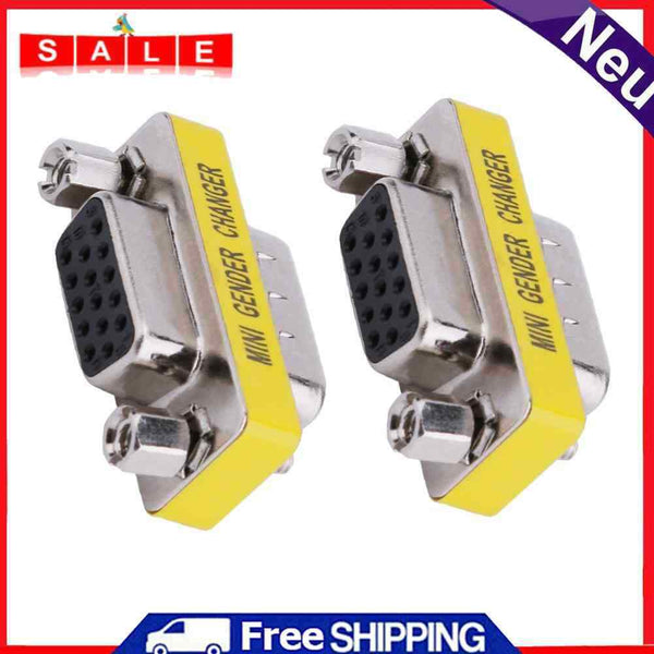 Asiprop 2pcs 15pin VGA Male to Female Adapter Gender Changer Coupler E
