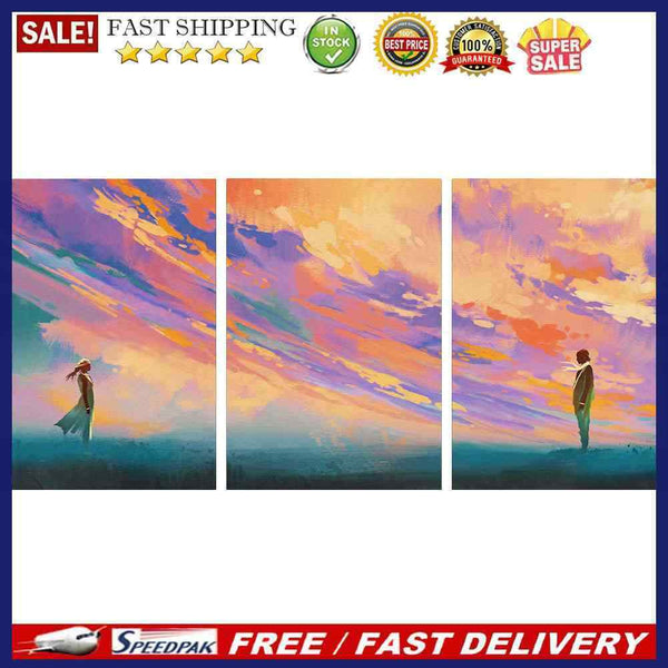 3 Panels Sunset Couples Oil Paint By Numbers Kits DIY Craft Coloring Drawing Art