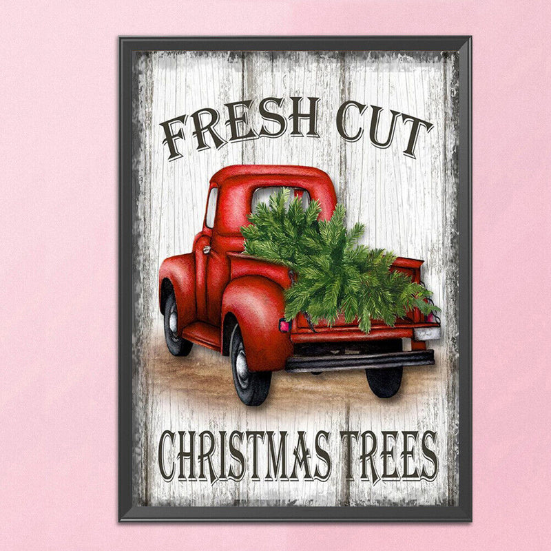 Full Cross Stitch 11CT Christmas Tree Car Printed Wall Crafts Home Decorations