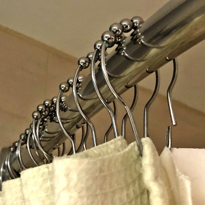 12pcs Metal Rustproof Shower Curtain Double Glide Shower Hooks Bathroom Products