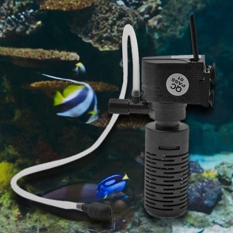 3W 3 in 1 Mini Fish Tank Filter Aquarium Oxygen Submersible Water Purifier Newly