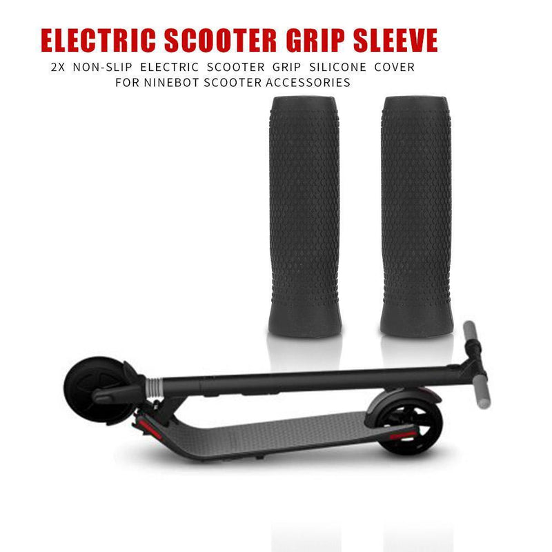 2pcs Electric Scooter Grip Sleeve Non-Brief Silicone Cover for Ninebot ES1 Black