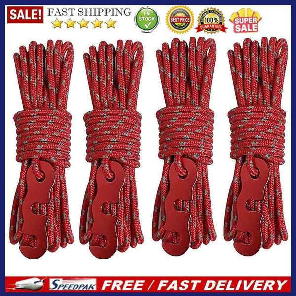 4pcs Wind Rope with S-Shaped Hooks Outdoor Camping Hiking Tent Wind Rope Buck