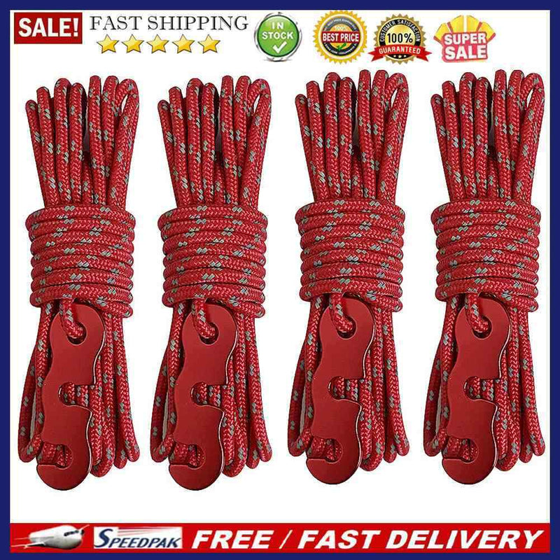 4pcs Wind Rope with S-Shaped Hooks Outdoor Camping Hiking Tent Wind Rope Buck