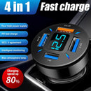 Universal 4-Port USB Car Charger 12V Lighter Socket Adapter plug Fast Charging`