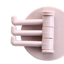 Bathroom Wall Hanging Rotatable 3 Hooks Adhesive Bracket Holder (Pink) Newly