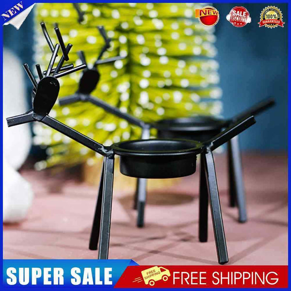 Creative Deer Candlestick Iron Art Christmas Candlestick for Holiday Party Decor