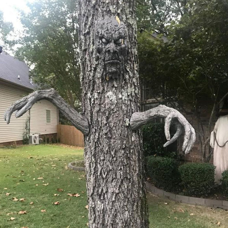 Decoration Garden Statue Tree Bark Face Ghost Face Sculpture Bark Ghost Face