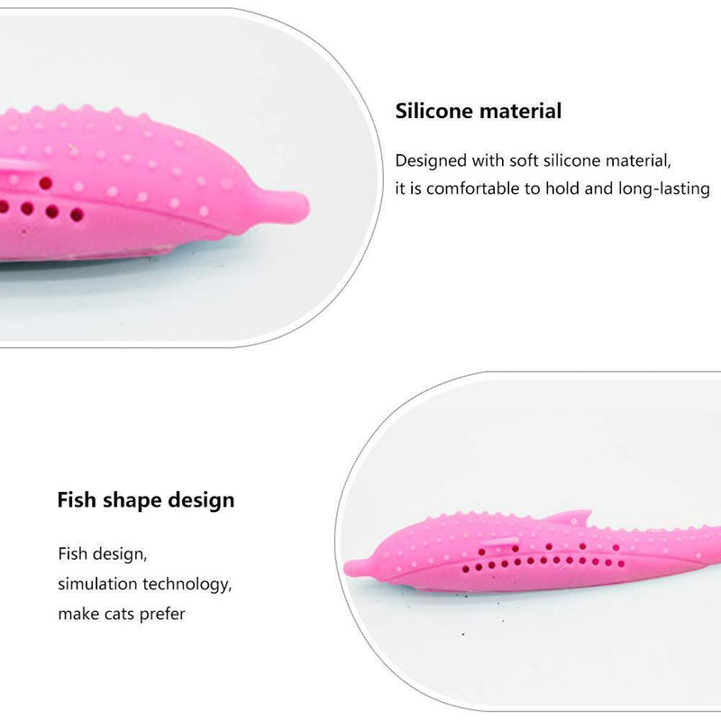 2pcs Silicone Catnip Fish Toothbrush Pet Molar Stick Cleaning Interactive T