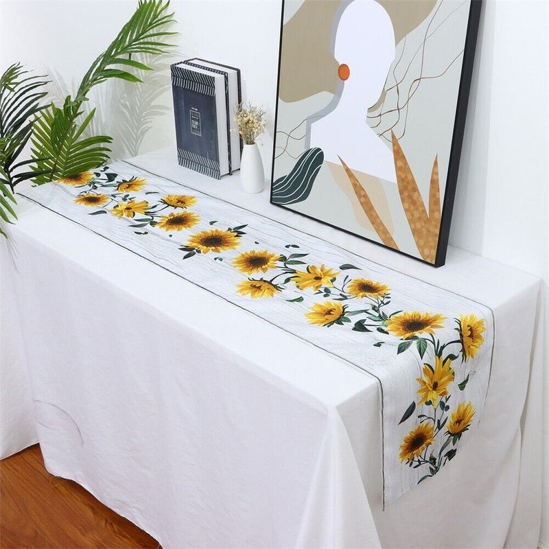 Decorations Cotton Linen Lemon Table Runner Sunflower Tablecloth Triangle