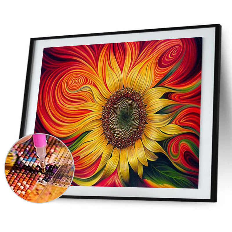 5D Kit DIY Abstract Flower Full Round Diamond Painting Wall Decor Rhinestone Art
