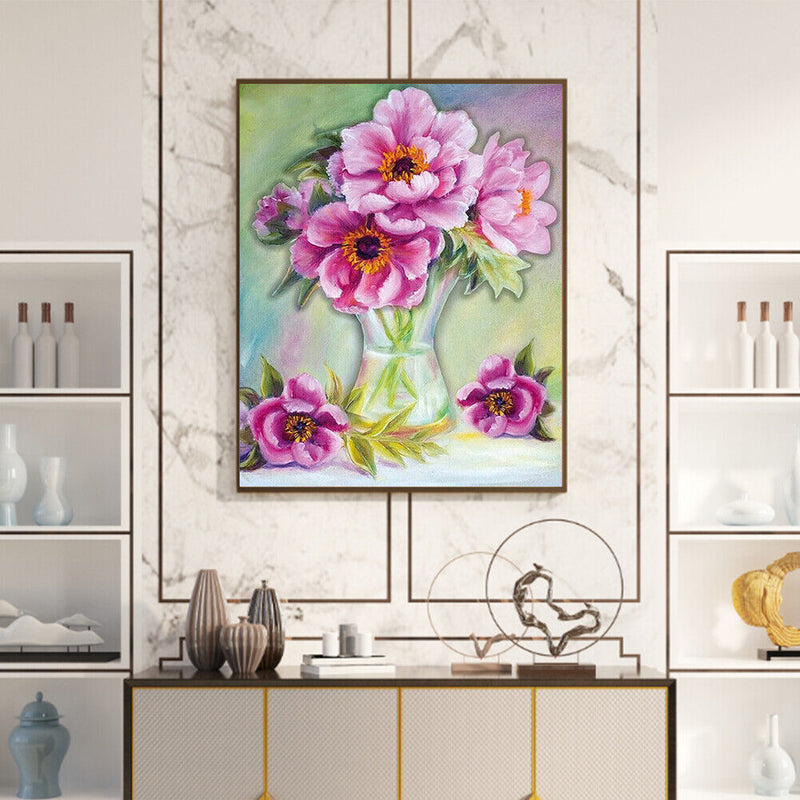 Paeonia Flower Series Oil Paint By Numbers Kit Frameless Drawing Picture Decor