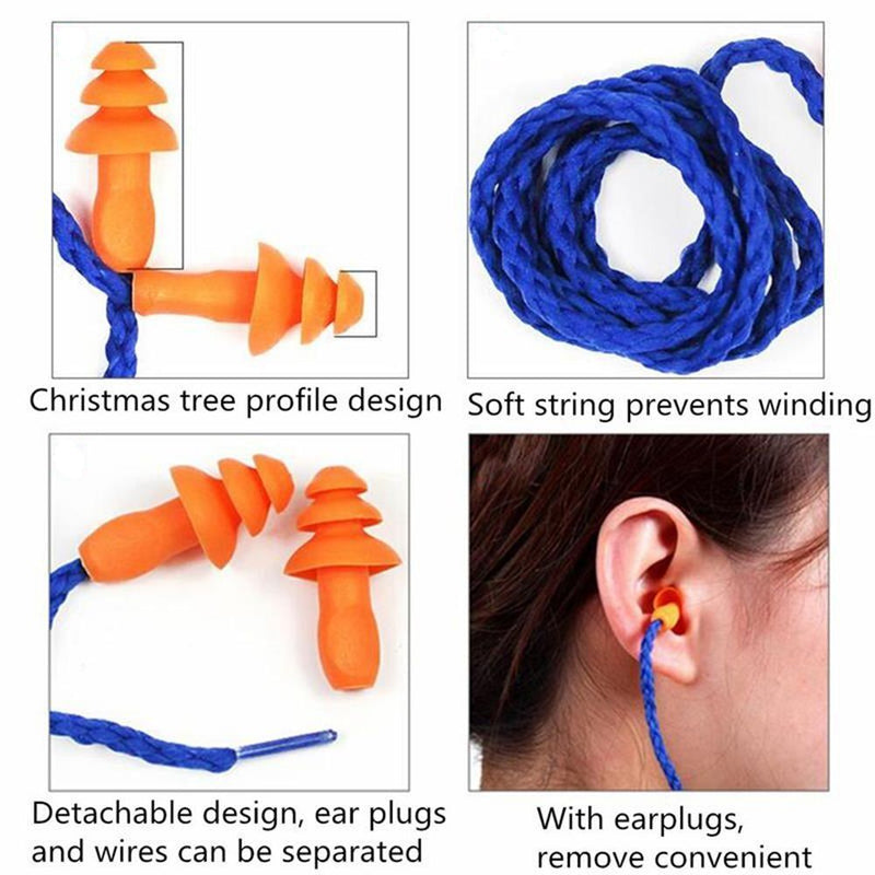 Xmas Tree Shape Protect Hearing Earplugs Earmuff Soft Silicone With Corded