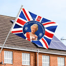 Polyester Giant England Flag Hanging Banners with Queen Elizabeth II (A) Newly