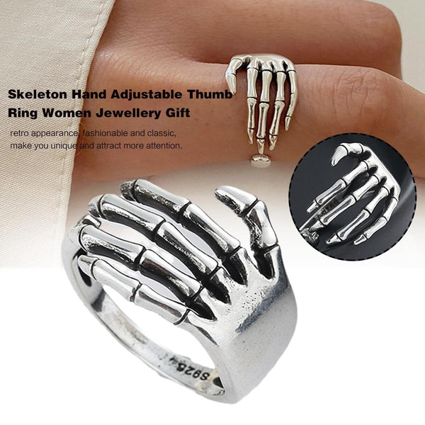 Skeleton Hand Silber Plt verstellbarer Daumenring Damen Schmuck Geschenk.