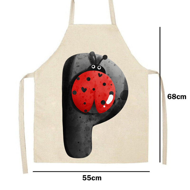 Insect P Print Apron Linen Waterproof Cooking Bibs Home Pinafore (68x55cm)