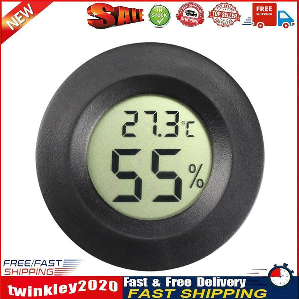 Digital Thermometer Hygrometer Meter for Reptile Turtle Fish Tank (Black) Newly